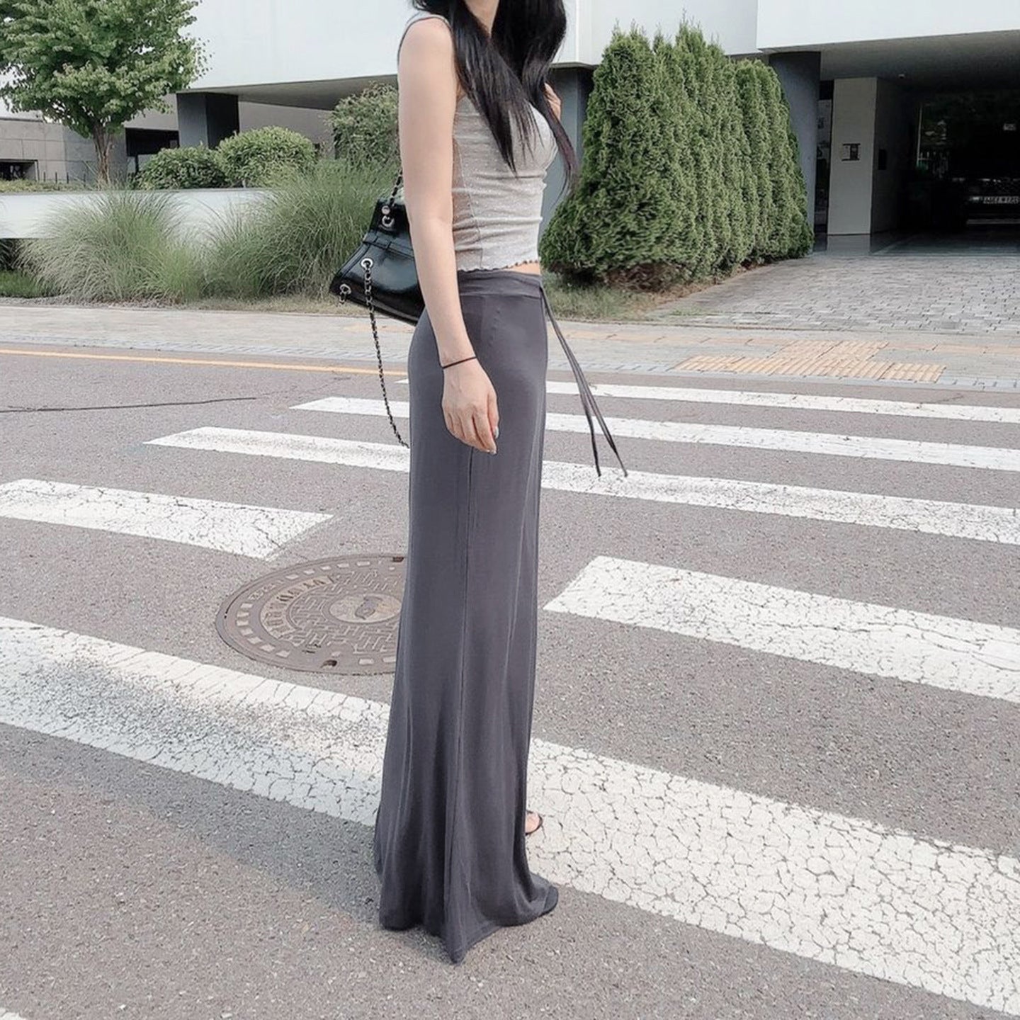 Women’s Elegant Low Waist Belted A-Line Skirt
