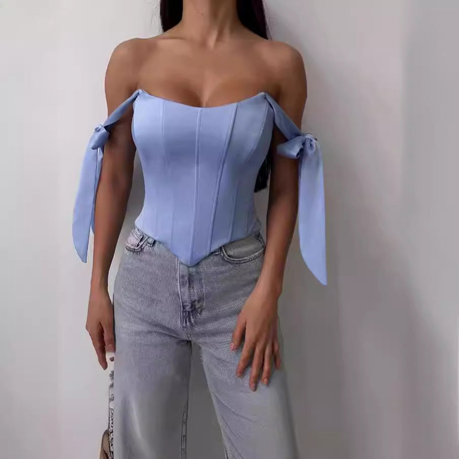 Women’s Sexy Tie-Back Slim Crop Top