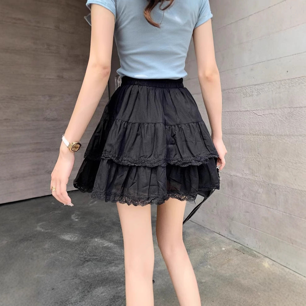 Women’s High Waist Lace A-Line Short Skirt