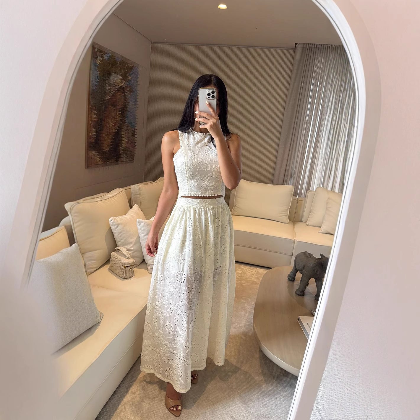 Women’s Lace Hem Camisole Skirt Two-Piece Set