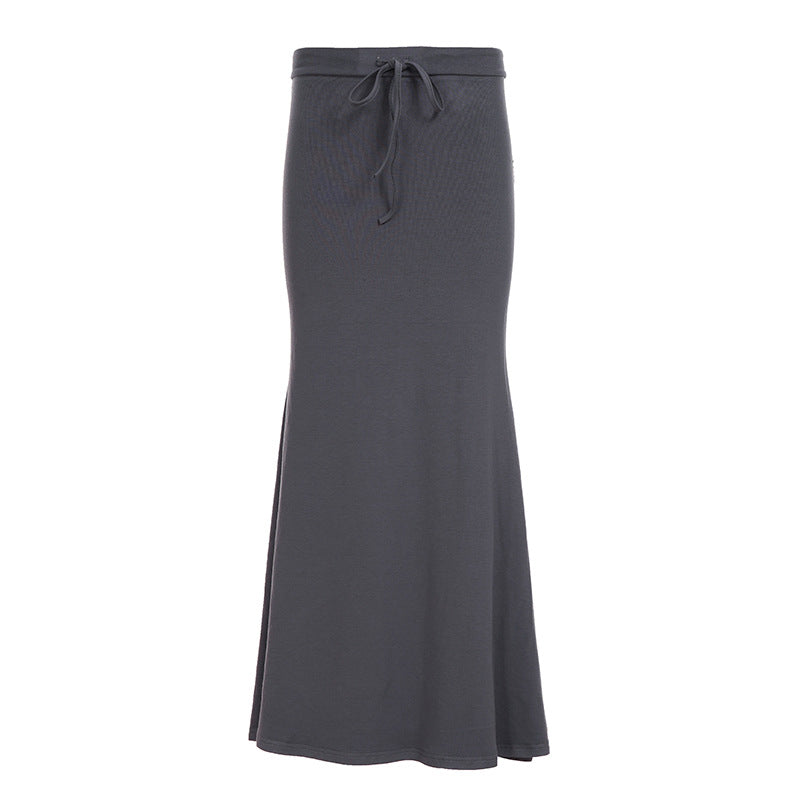 Women’s Elegant Low Waist Belted A-Line Skirt