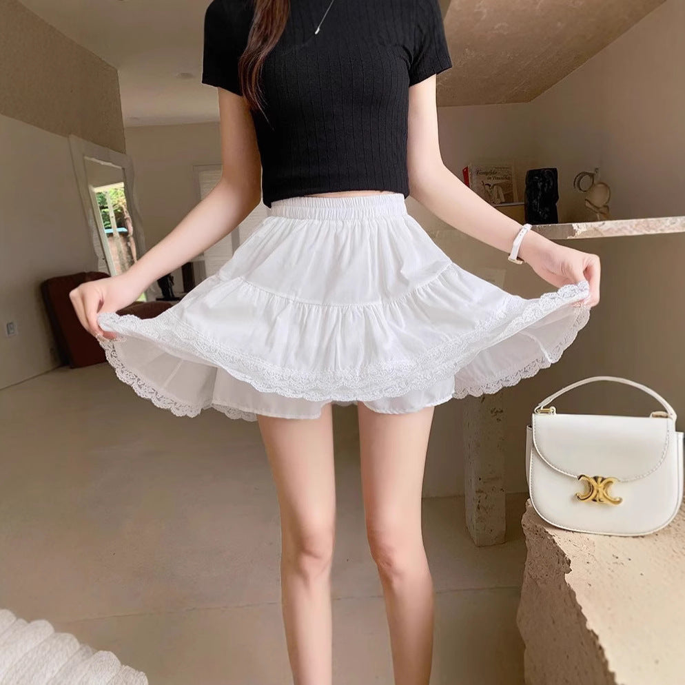 Women’s High Waist Lace A-Line Short Skirt