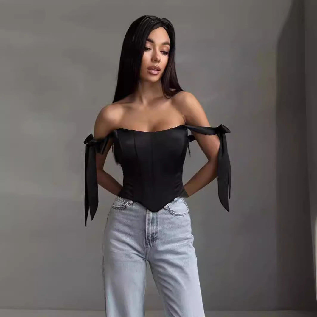 Women’s Sexy Tie-Back Slim Crop Top