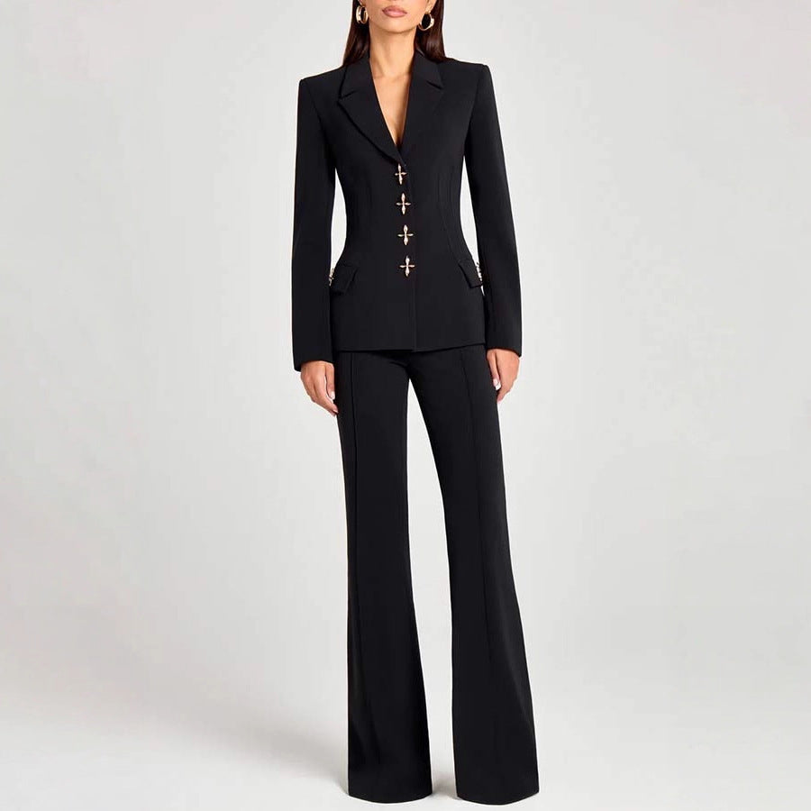 Women’s Elegant Long Sleeve Blazer Pants Set