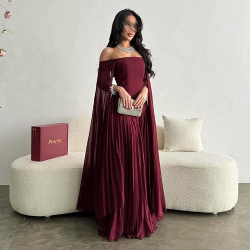 Women’s One-Shoulder Pleated Blouse & Skirt Set