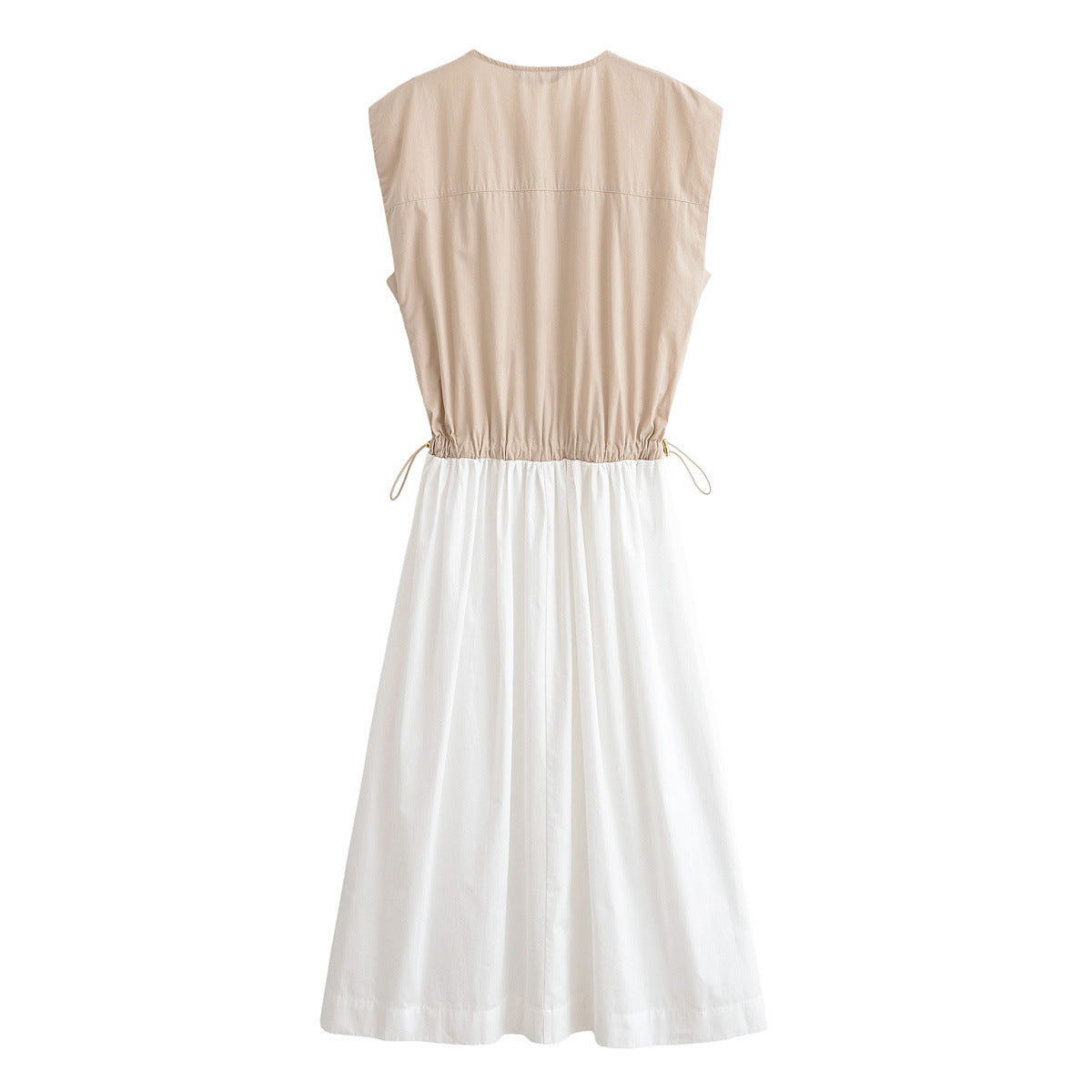 Elegant and minimalist patchwork poplin dress