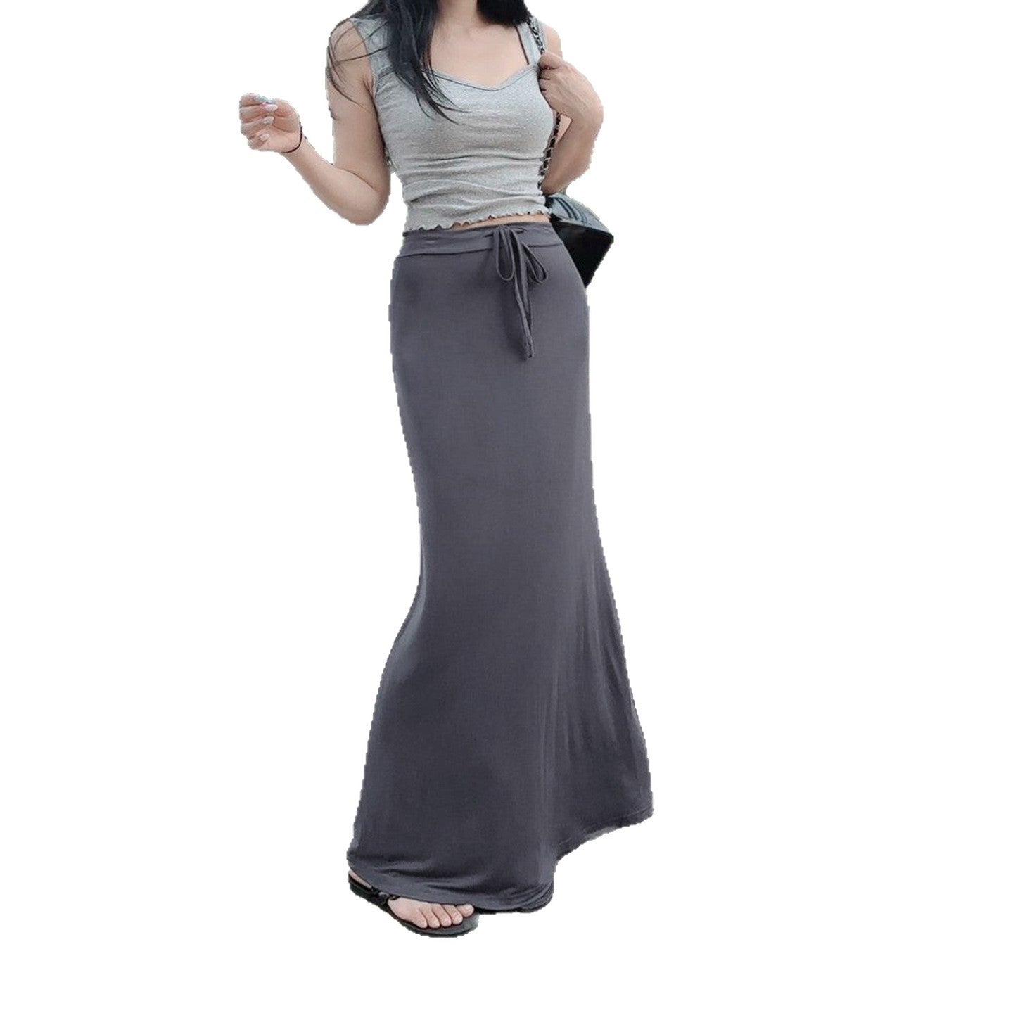 Women’s Elegant Low Waist Belted A-Line Skirt