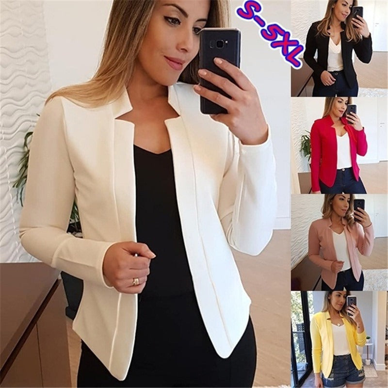 Women’s Solid Color Casual Blazer Jacket