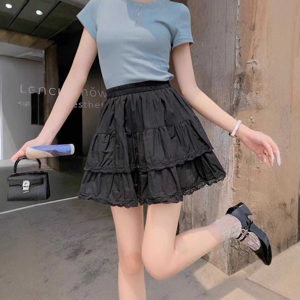 Women’s High Waist Lace A-Line Short Skirt