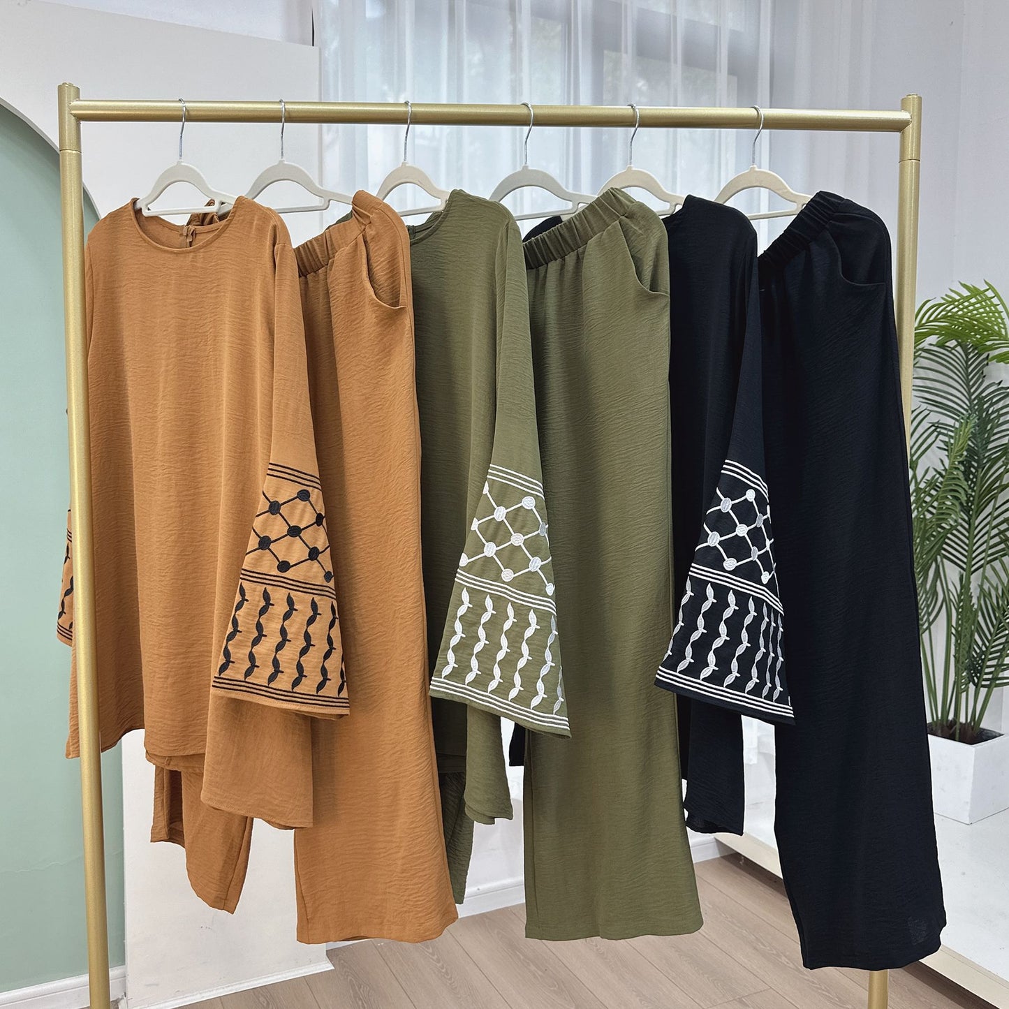 Women’s Embroidered Top & Wide Leg Pants Set