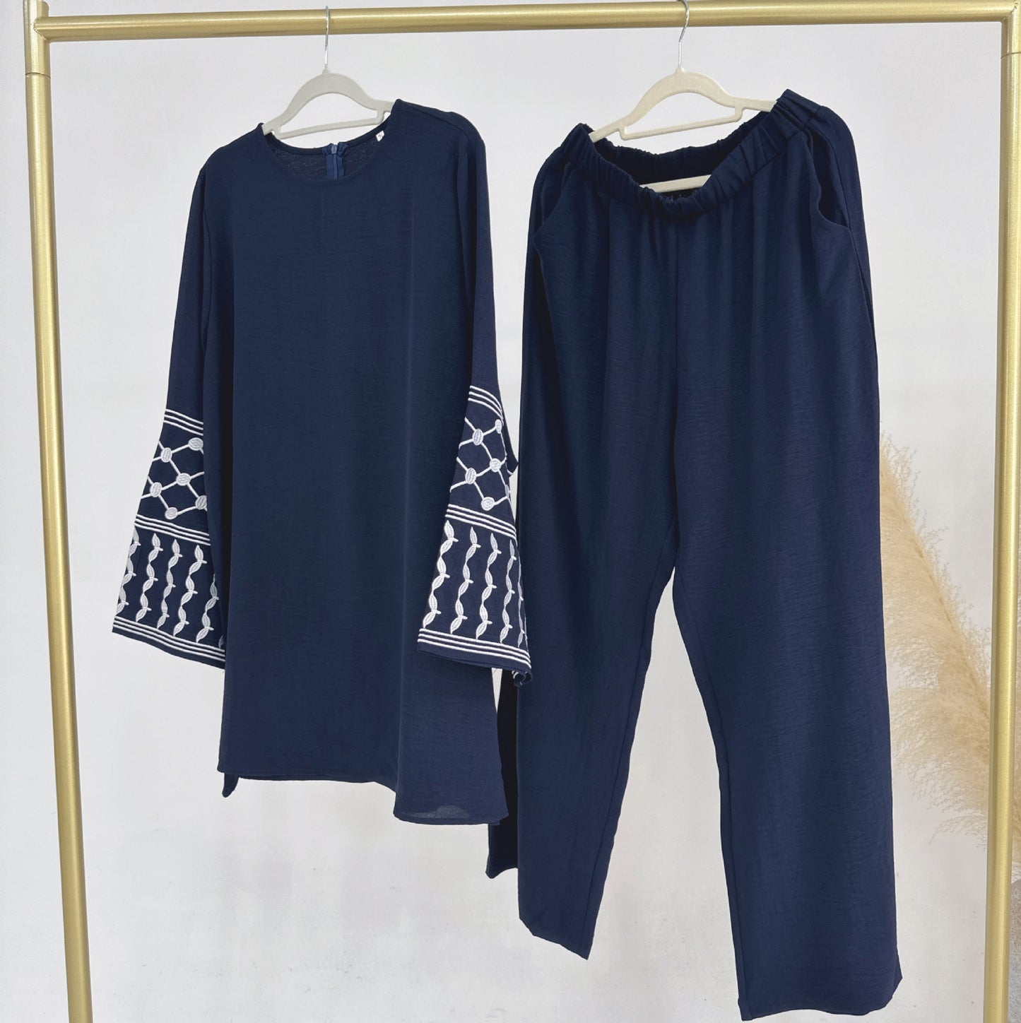 Women’s Embroidered Top & Wide Leg Pants Set