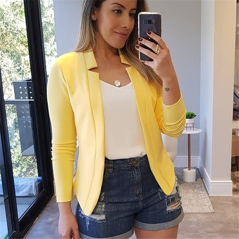 Women’s Solid Color Casual Blazer Jacket