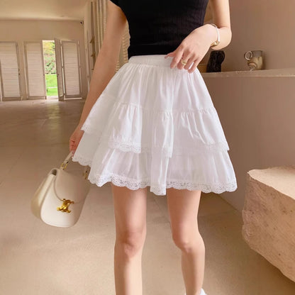 Women’s High Waist Lace A-Line Short Skirt