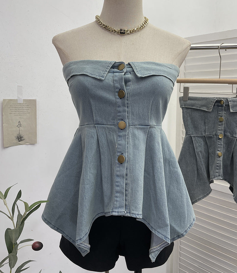 Irregular single breasted sleeveless top