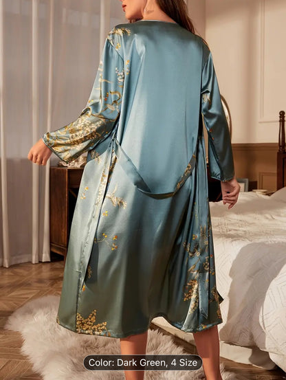 Women’s Luxury Satin Floral Robe