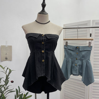 Irregular single breasted sleeveless top