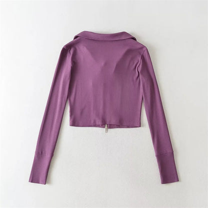 Deep V-neck zipper sports jacket