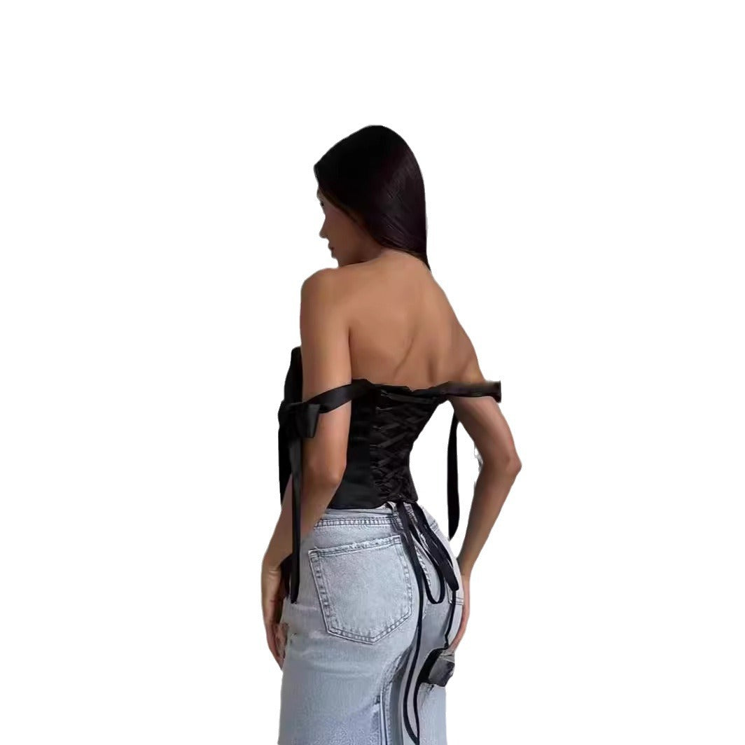 Women’s Sexy Tie-Back Slim Crop Top