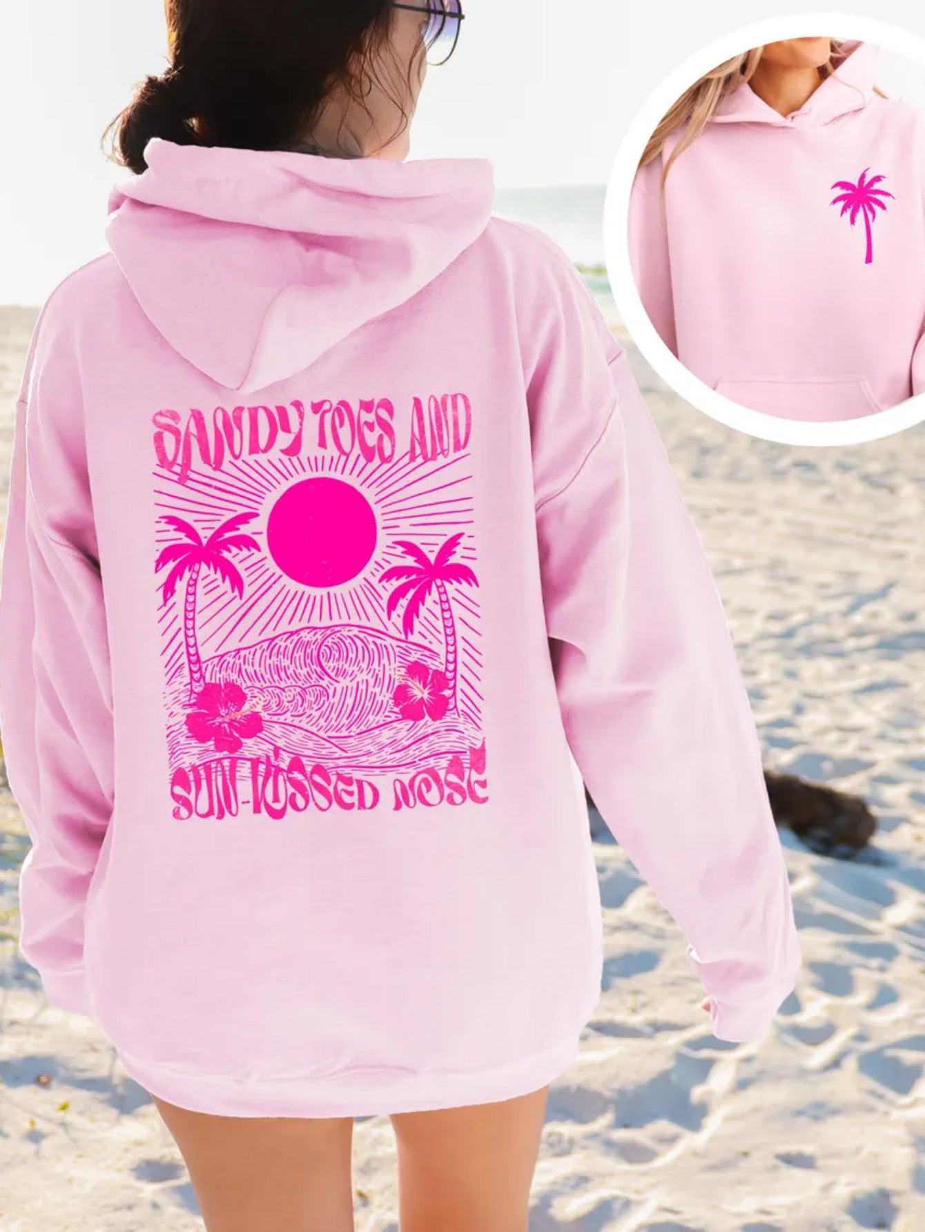 Girls’ Palm Print Purple Bauhinia Hoodie Dress