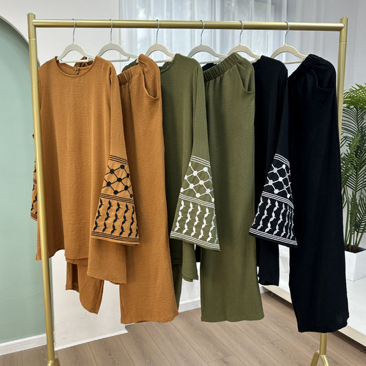Women’s Embroidered Top & Wide Leg Pants Set