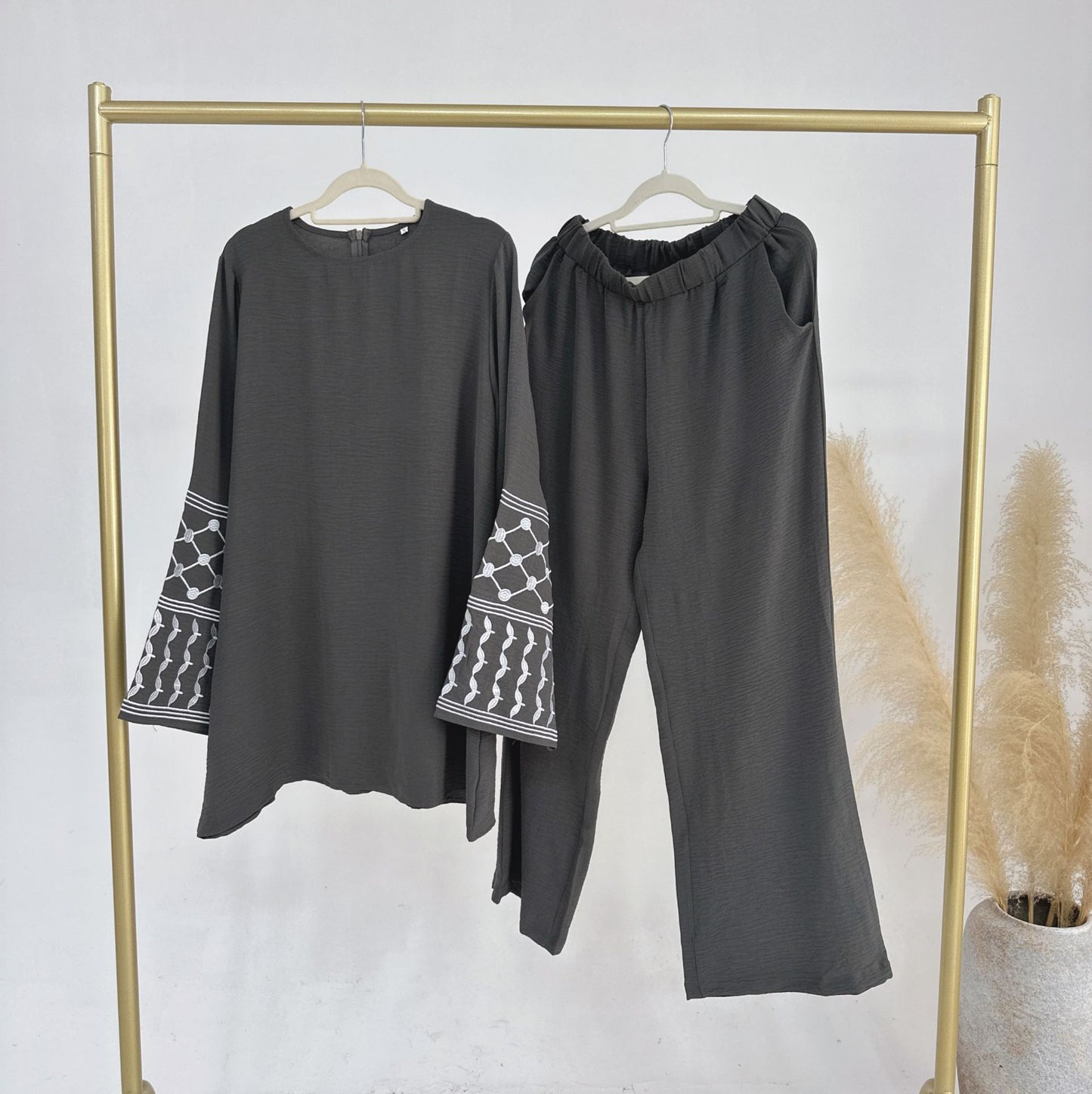 Women’s Embroidered Top & Wide Leg Pants Set