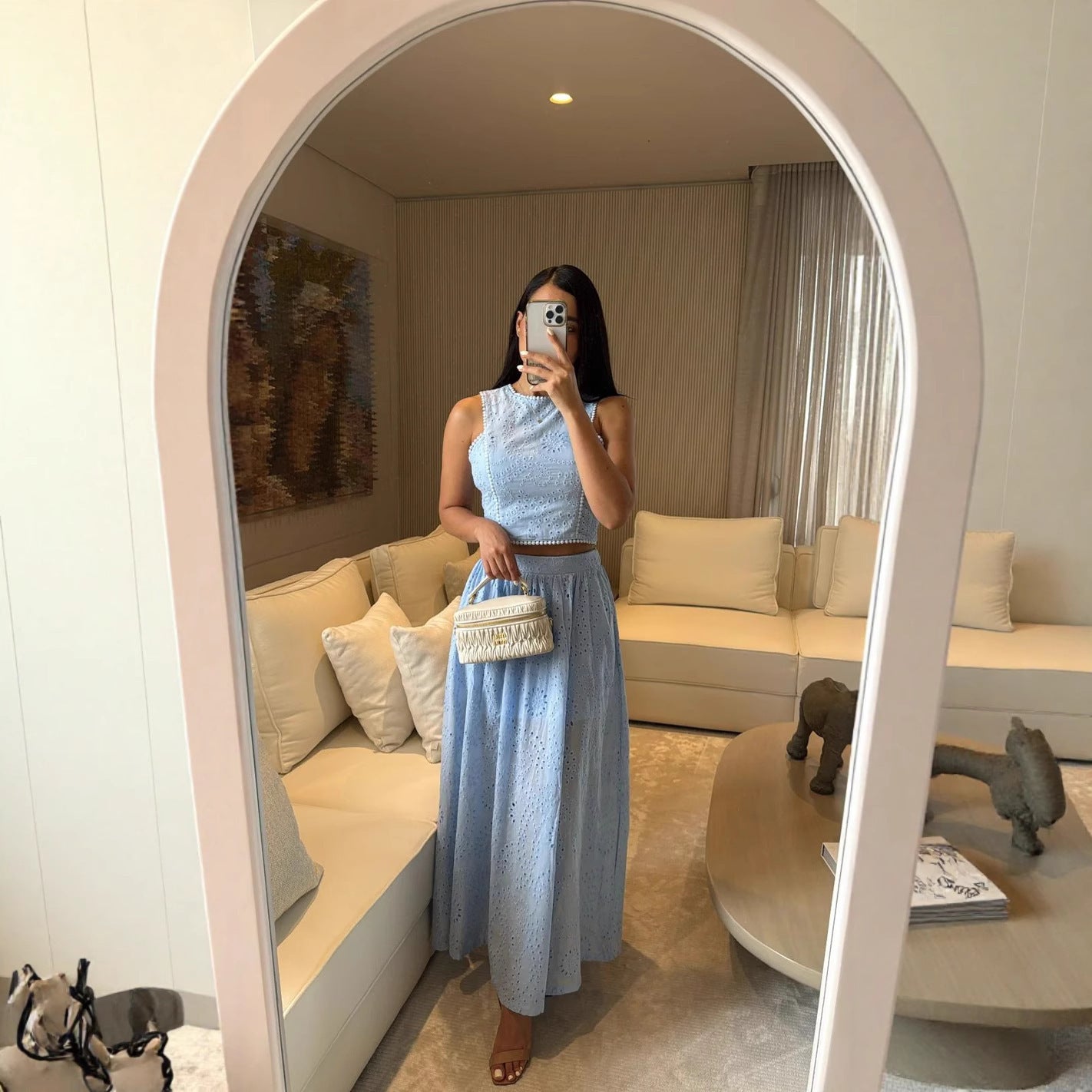 Women’s Lace Hem Camisole Skirt Two-Piece Set