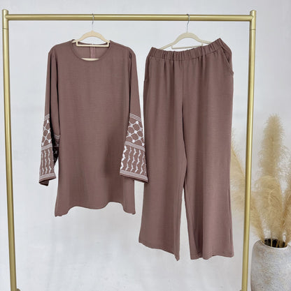 Women’s Embroidered Top & Wide Leg Pants Set