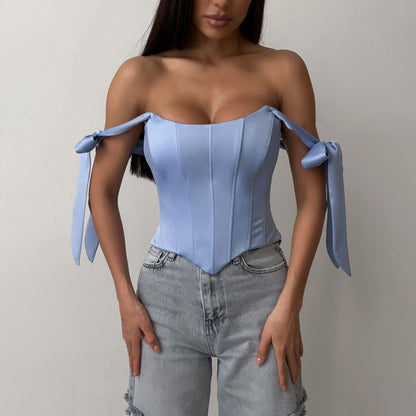 Women’s Sexy Tie-Back Slim Crop Top