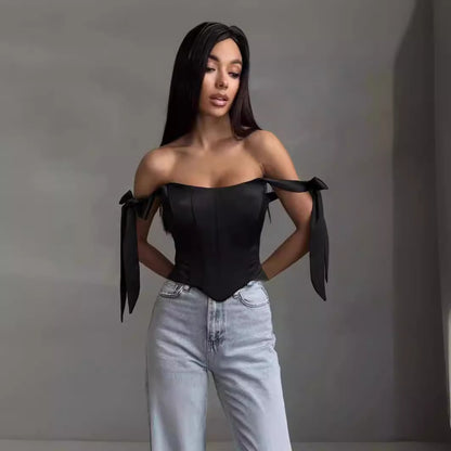 Women’s Sexy Tie-Back Slim Crop Top