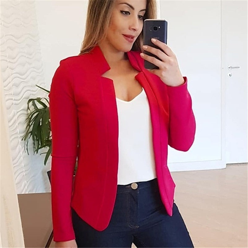 Women’s Solid Color Casual Blazer Jacket