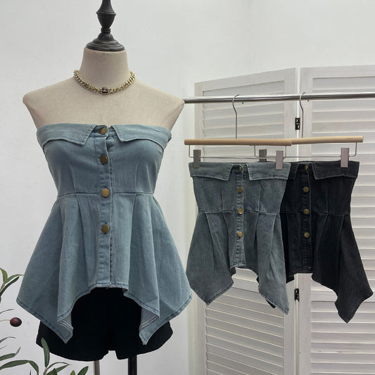 Irregular single breasted sleeveless top