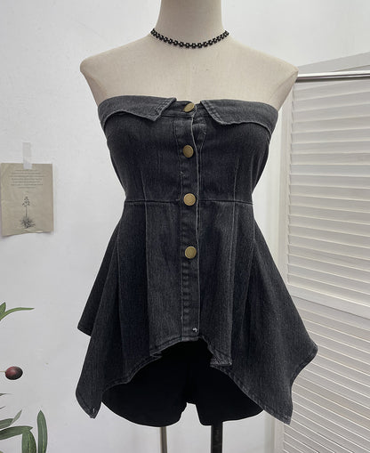 Irregular single breasted sleeveless top