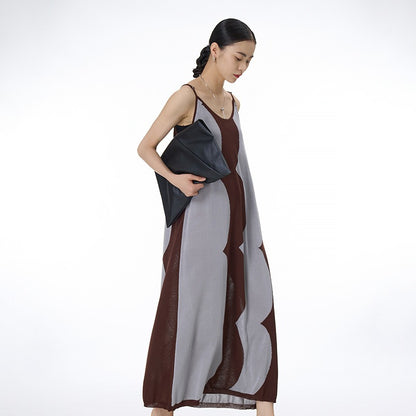 Contrast Color Camisole Dress For Women V-neck