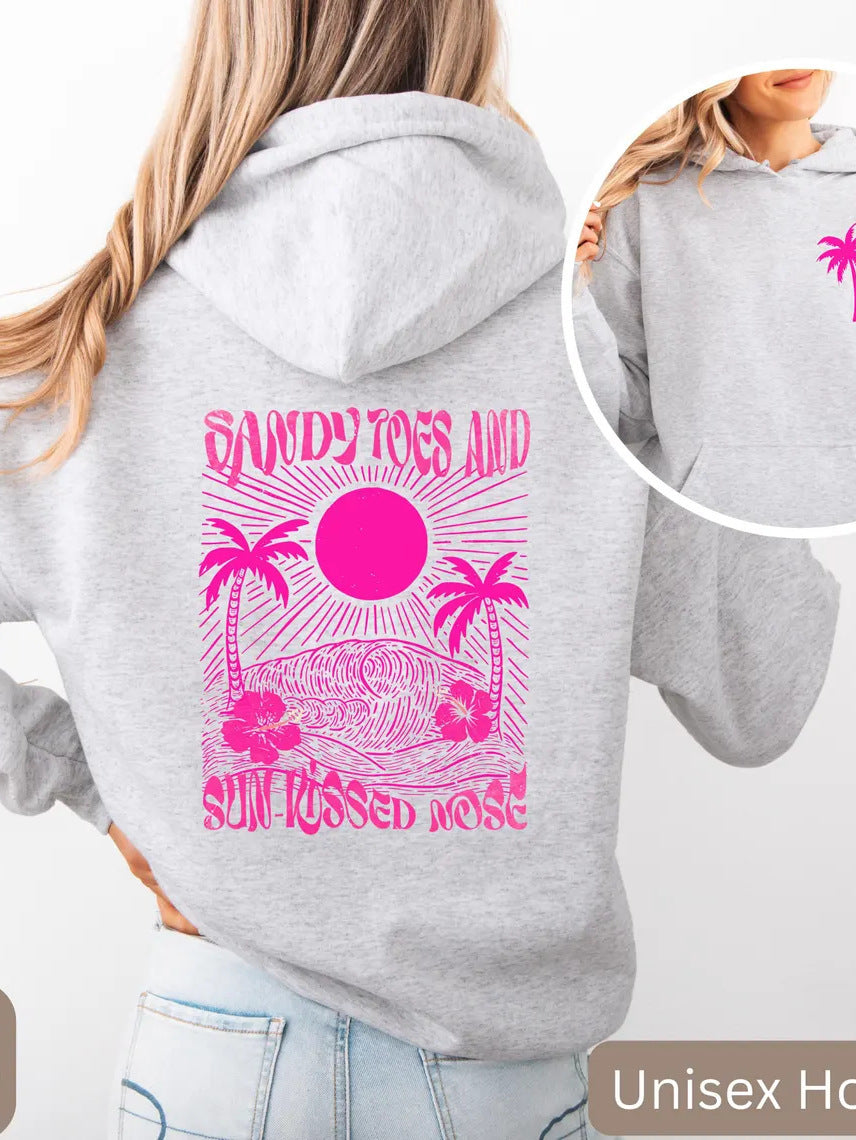 Girls’ Palm Print Purple Bauhinia Hoodie Dress