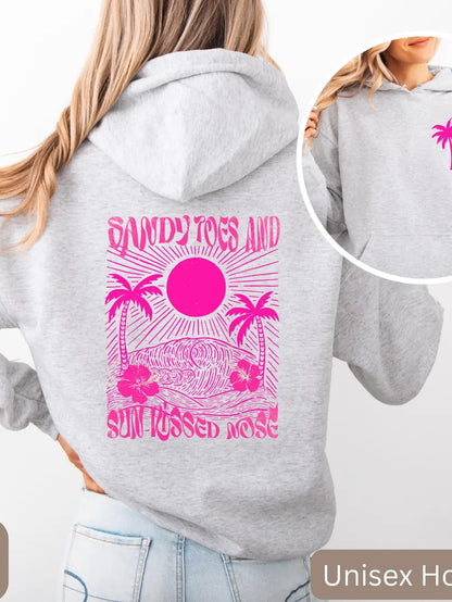 Girls’ Palm Print Purple Bauhinia Hoodie Dress