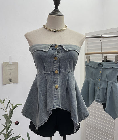 Irregular single breasted sleeveless top