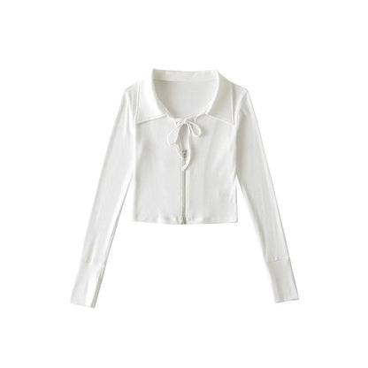 Deep V-neck zipper sports jacket
