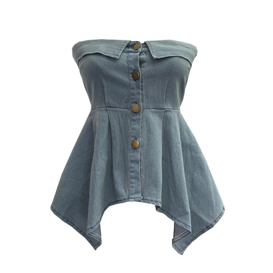 Irregular single breasted sleeveless top