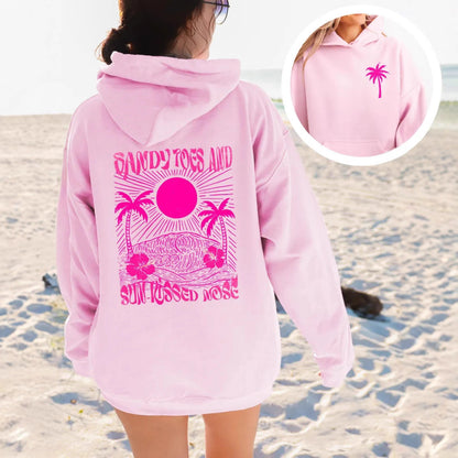 Girls’ Palm Print Purple Bauhinia Hoodie Dress