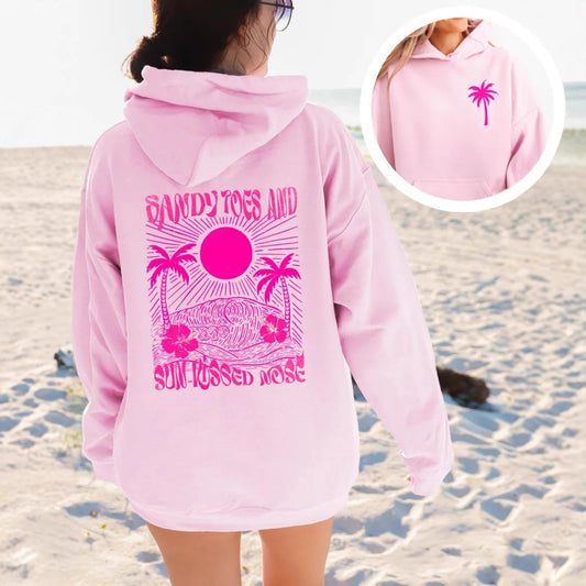 Girls’ Palm Print Purple Bauhinia Hoodie Dress