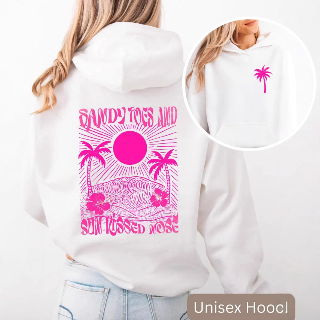 Girls’ Palm Print Purple Bauhinia Hoodie Dress