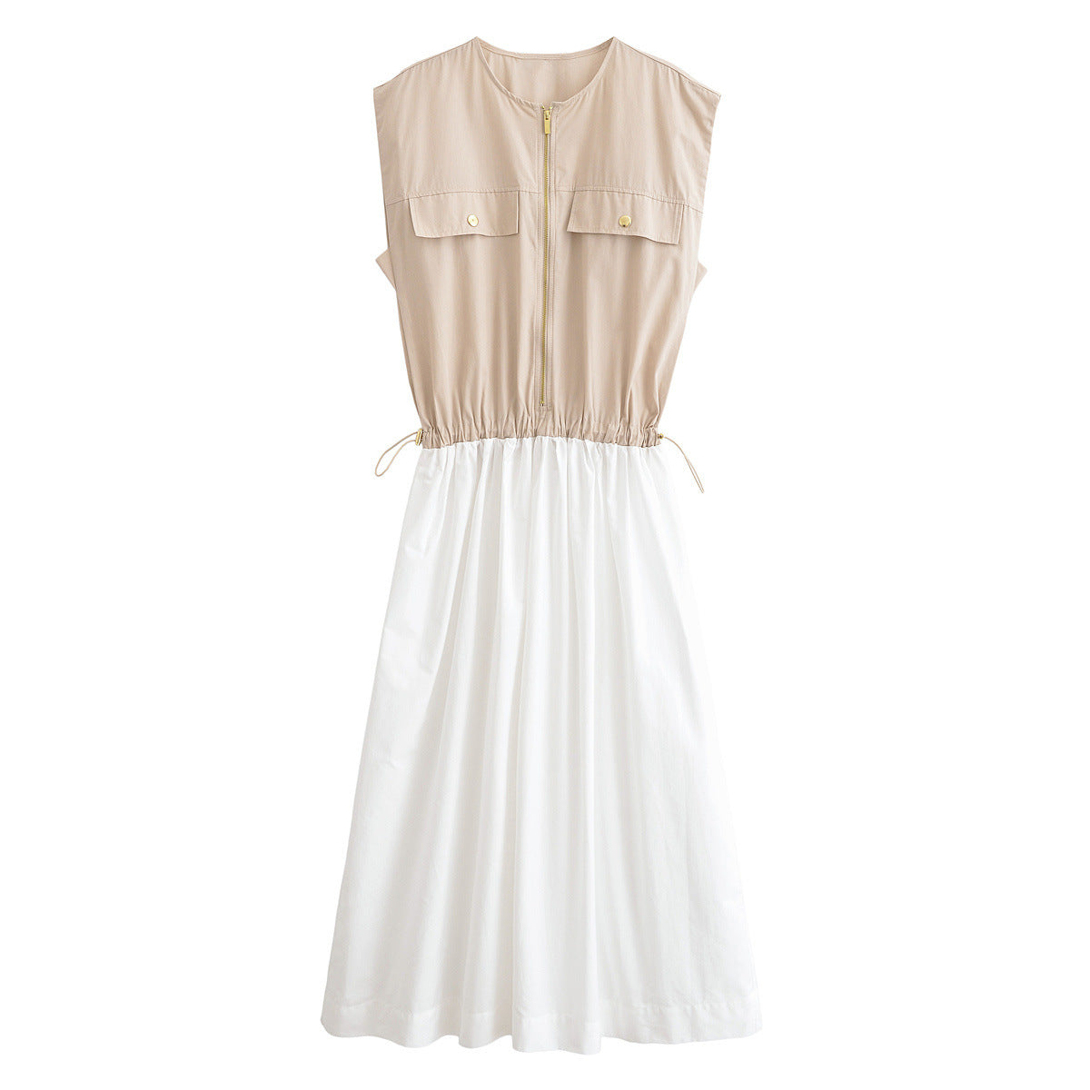 Elegant and minimalist patchwork poplin dress