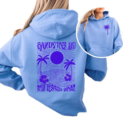 Girls’ Palm Print Purple Bauhinia Hoodie Dress