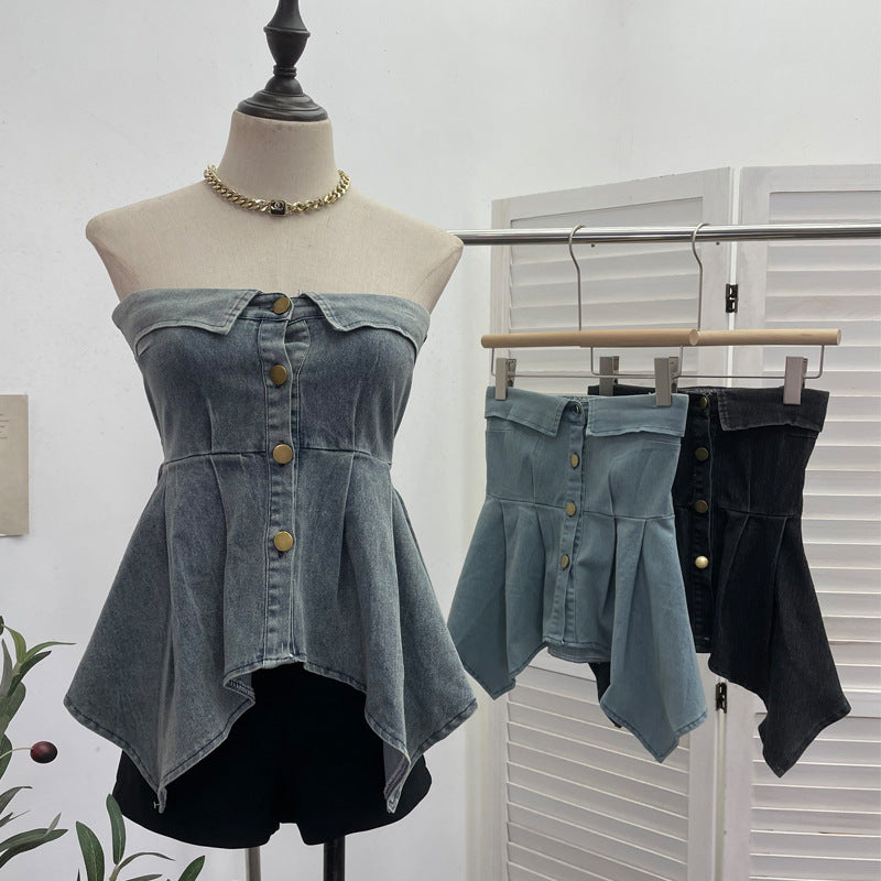 Irregular single breasted sleeveless top